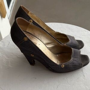 MIU MIU WEDGES IN BLUE JEAN